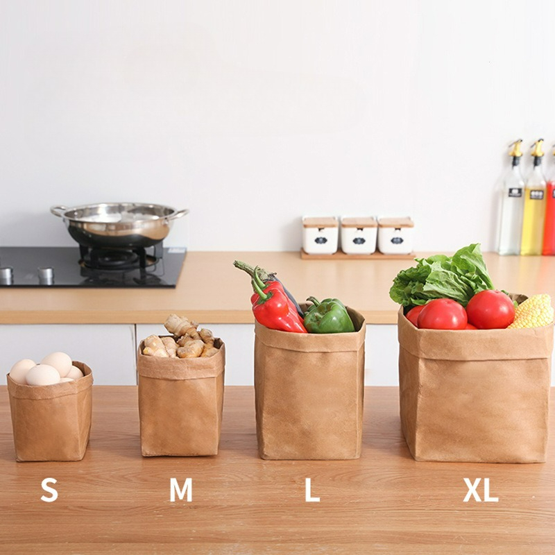 Food Storage Reusable Bags - Saco de papel kraft lavável, sacos