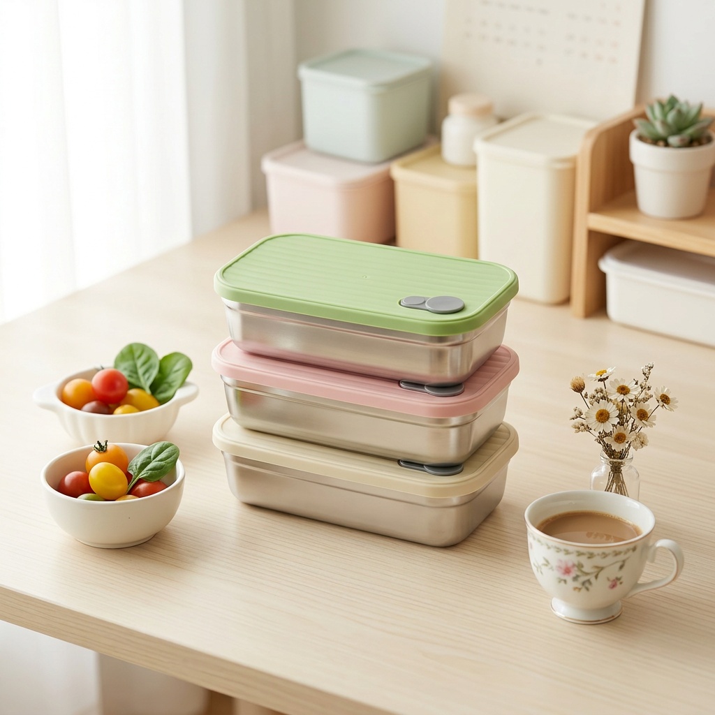 Food Storage Metal Box - Caixa Bento de Aço Inoxidável, Lancheira