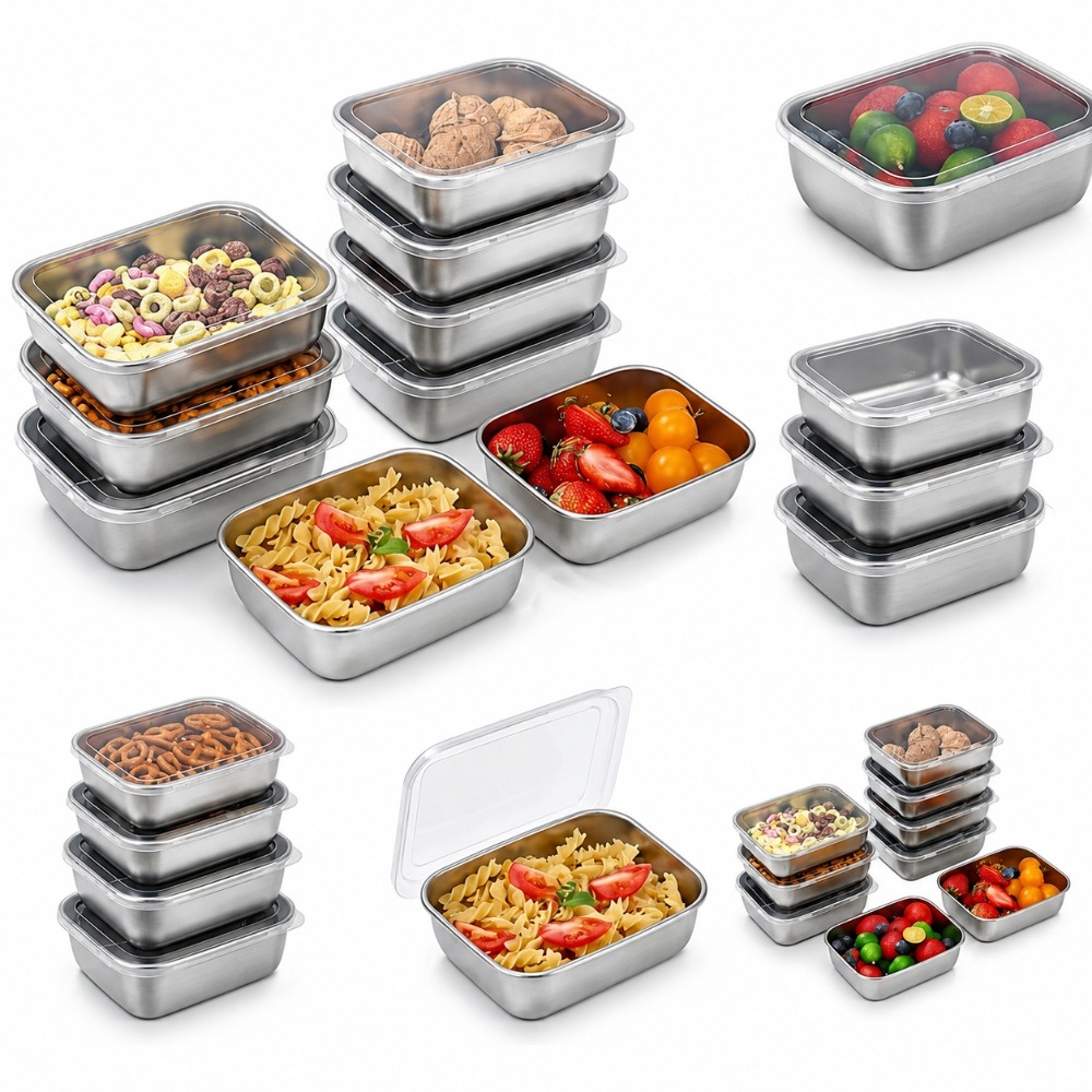 Food Storage Metal Box - Conjunto de 6 Recipientes de Armazenamento