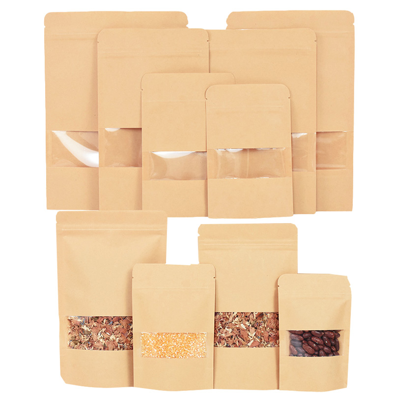 Food Storage Ziploc Bags - 20/50 pçs sacos de papel kraft