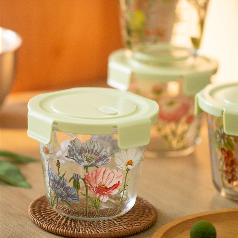 Food Storage Glass Round - Caixa de armazenamento de alimentos francês