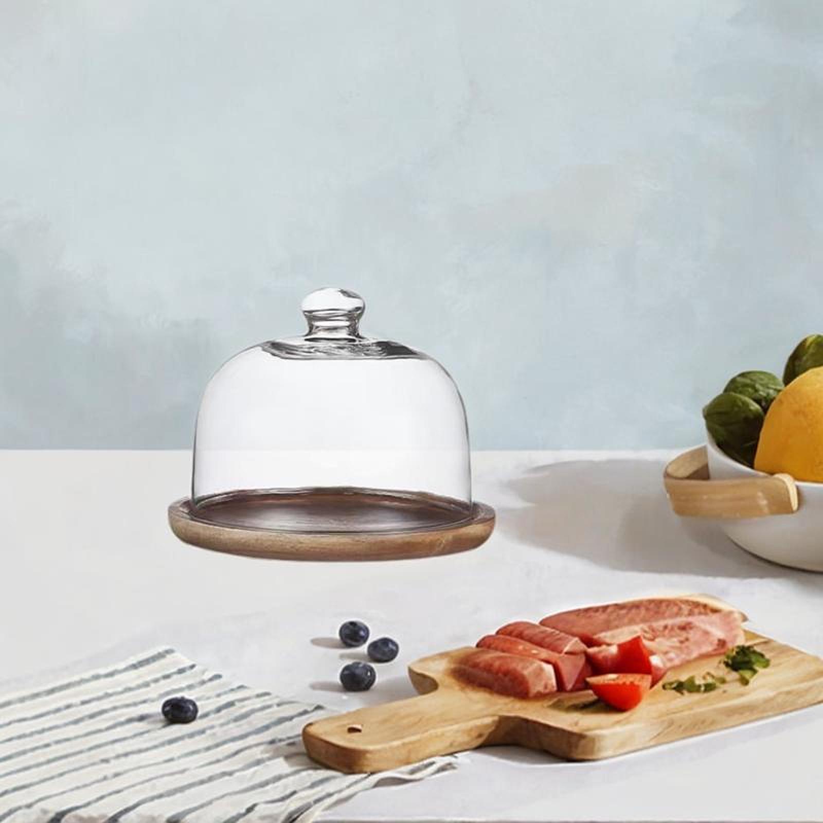 Suporte de Bolo de Madeira com - Food Storage Glass Round avaliação e preço