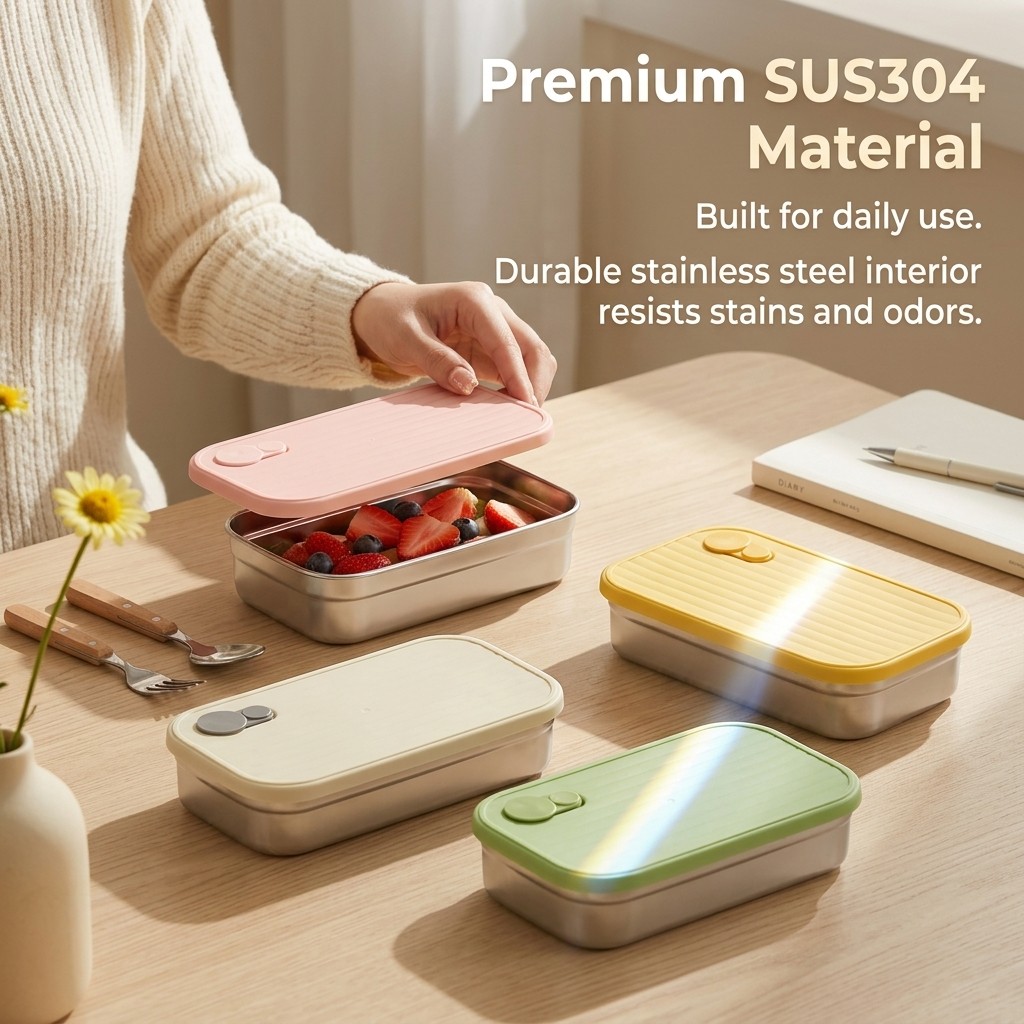 Caixa Bento de Aço Inoxidável, - Food Storage Metal Box avaliação e preço