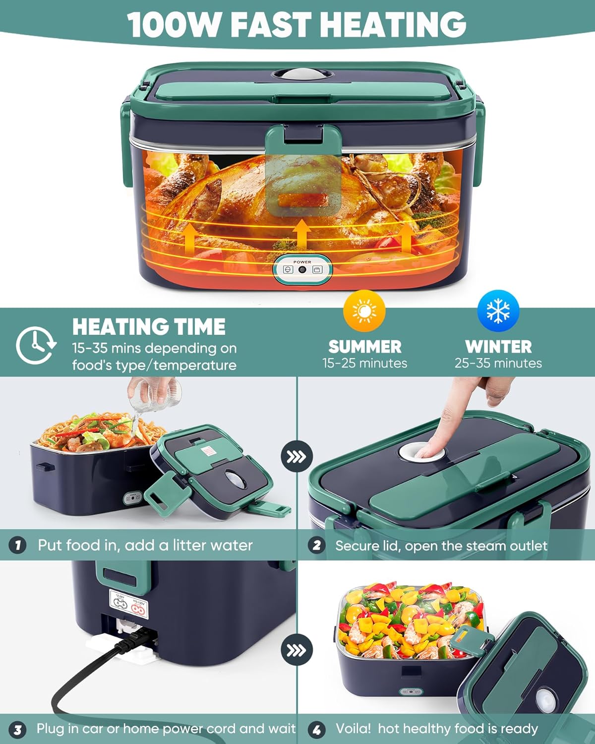 2025 nova lancheira elétrica d - Food Storage Box Stainless Steel avaliação e preço
