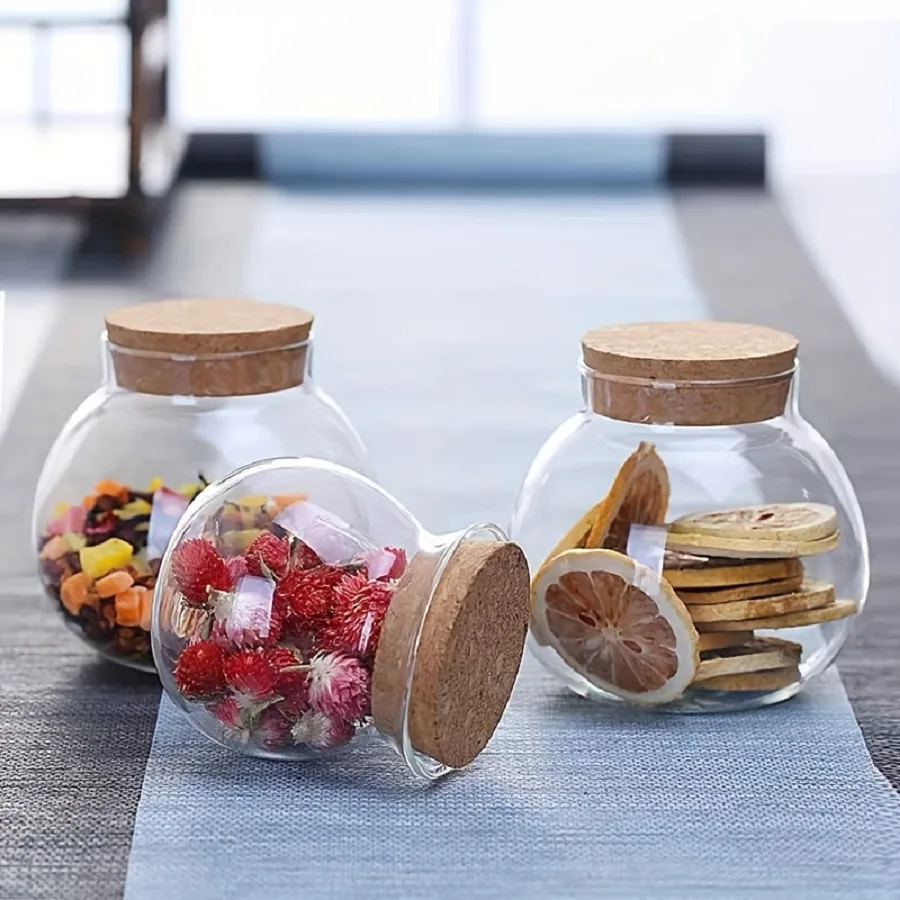 Frasco De Vidro Com Rolha De C - Food Storage Glass Round avaliação e preço