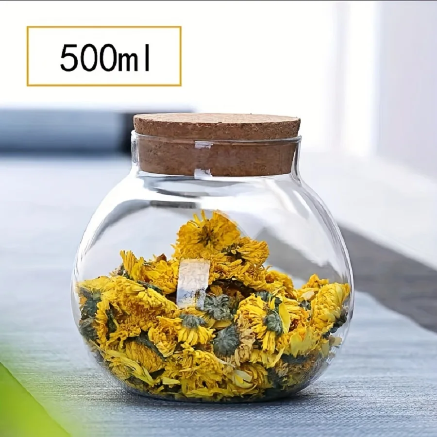 Frasco De Vidro Com Rolha De C - Food Storage Glass Round avaliação e preço